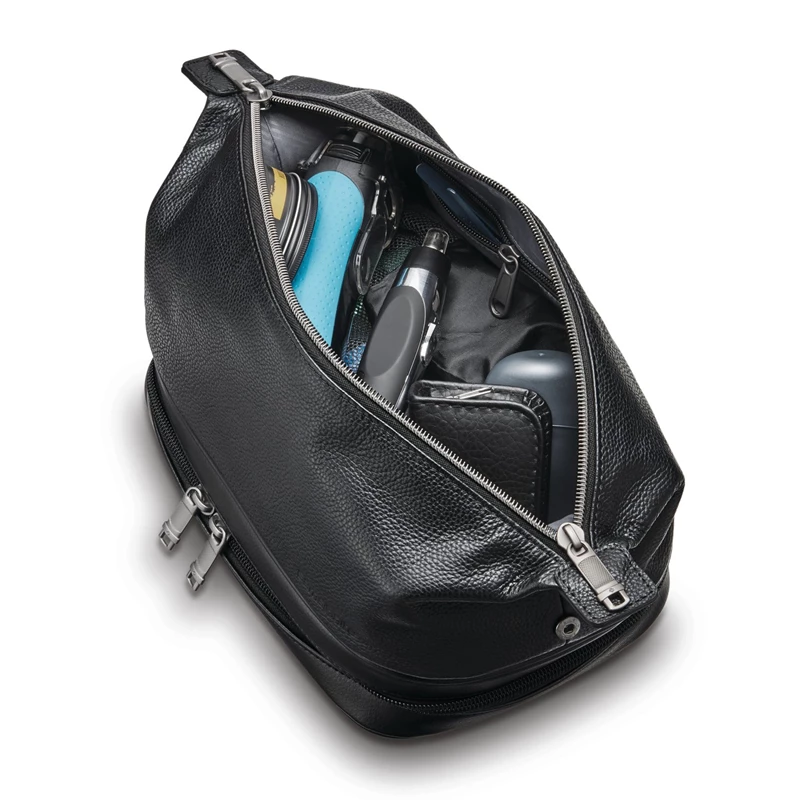 Kit Da Toilette & Cosmetici Samsonite Classiche Pelle Zip Bottom Travel Kit Nere | FSUVNP654