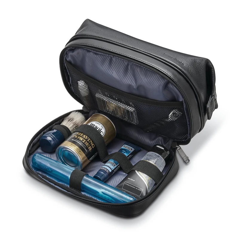 Kit Da Toilette & Cosmetici Samsonite Classiche Pelle Zip Bottom Travel Kit Nere | FSUVNP654