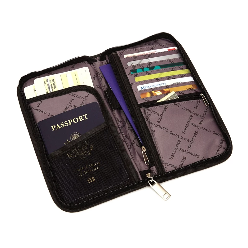 RFID Samsonite RFID Zip Close Travel Wallet Nere | CYEOMF132