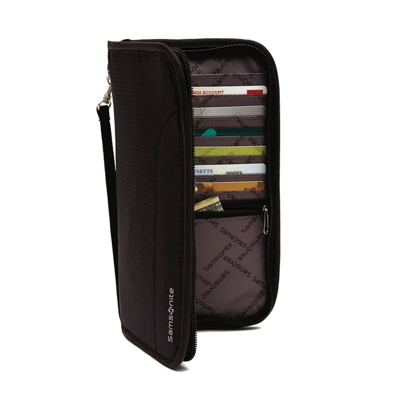 RFID Samsonite RFID Zip Close Travel Wallet Nere | CYEOMF132